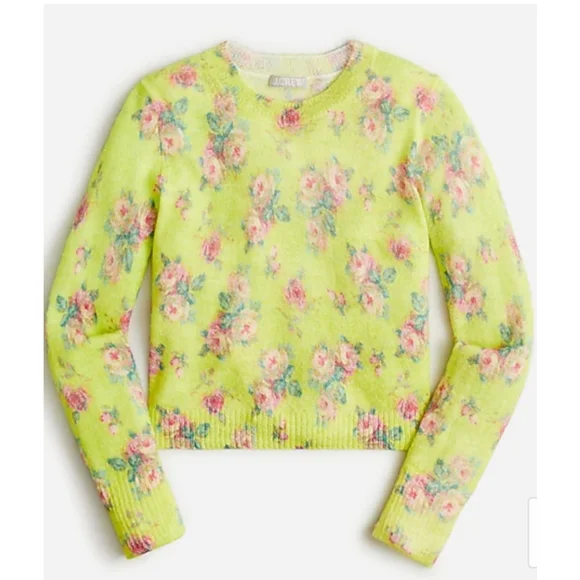 J. Crew Sweaters 29 Jcrew Brushed Wool Crewneck Sweater In Lemon Rose Garden Poshmark